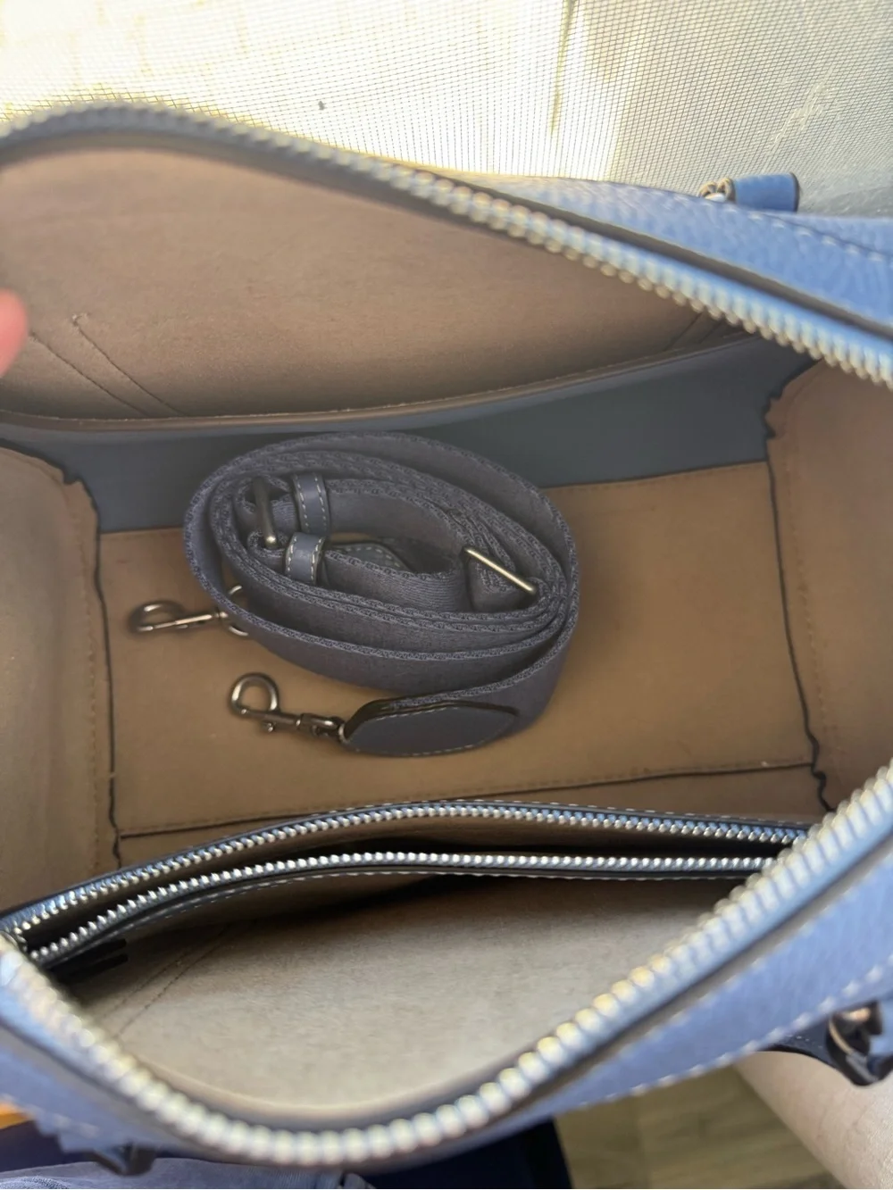 Tory Burch McGraw Small Satchel – Blue Pebbled Leather